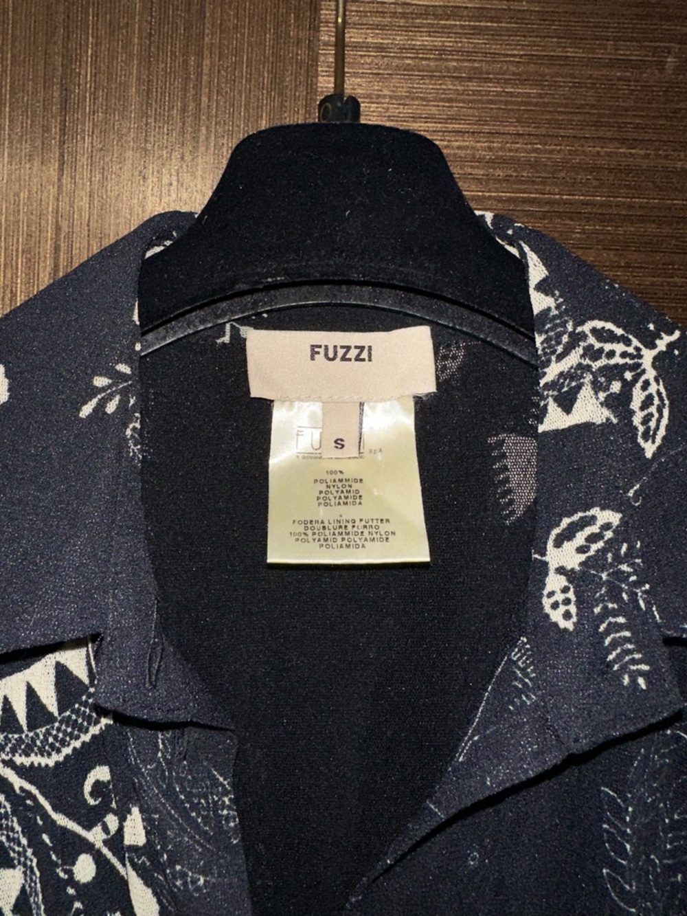 Fuzzi black & beige Printed dress Italy SZ M - Picture 3 of 7